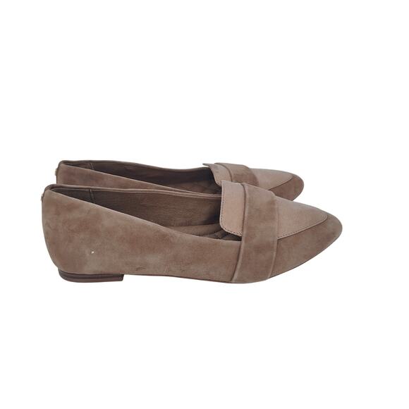 Birdies Women Size 9 The Blackbird Oak Shimmer Tan Suede Loafers Shoes NEW READ - Picture 1 of 7